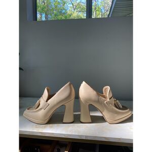 Sam Edelman Jed Platform Block Heel Leather Loafers Eggshell Retro Sz 8M